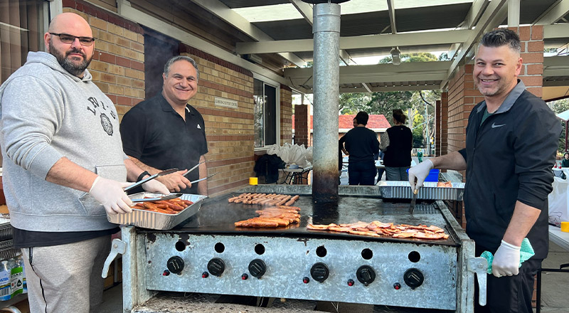 St Anthony's Catholic Primary School Girraween parents at sausage sizzle