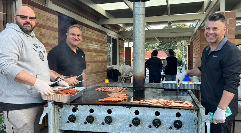 St Anthony's Catholic Primary School Girraween parents at  sausage sizzle