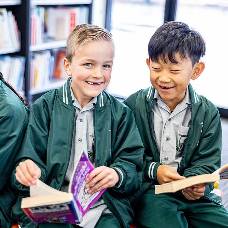 St Anthony's Catholic Primary School Girraween students reading in library