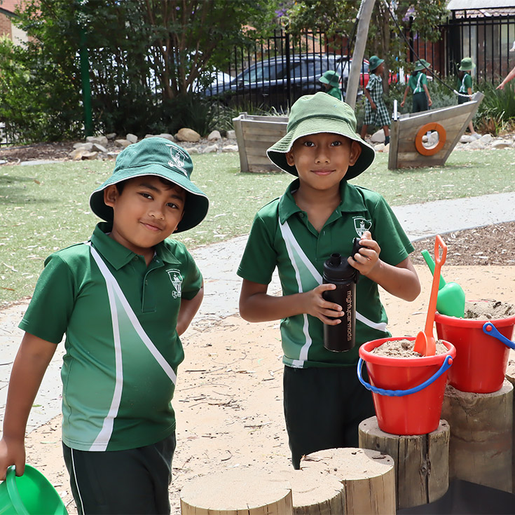 St Anthony's Catholic Primary School Girraween students playing in sandpit