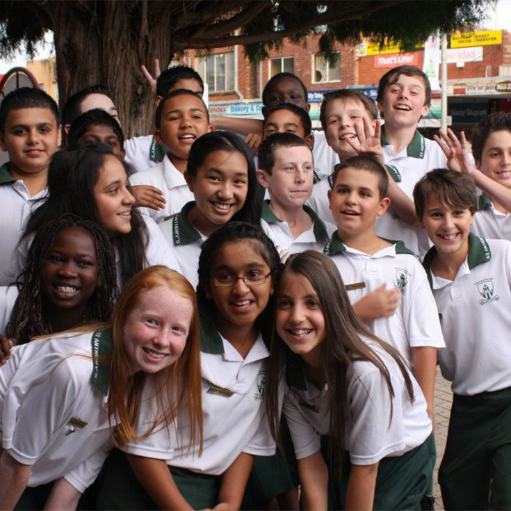 historical photo of St Anthony's Catholic Primary School Girraween students