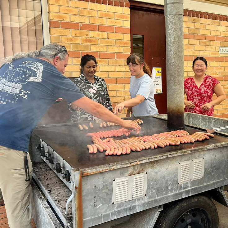 St Anthony's Catholic Primary School Girraween parents at sausage sizzle